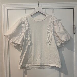 English Factory White Ruffle Sleeve Top